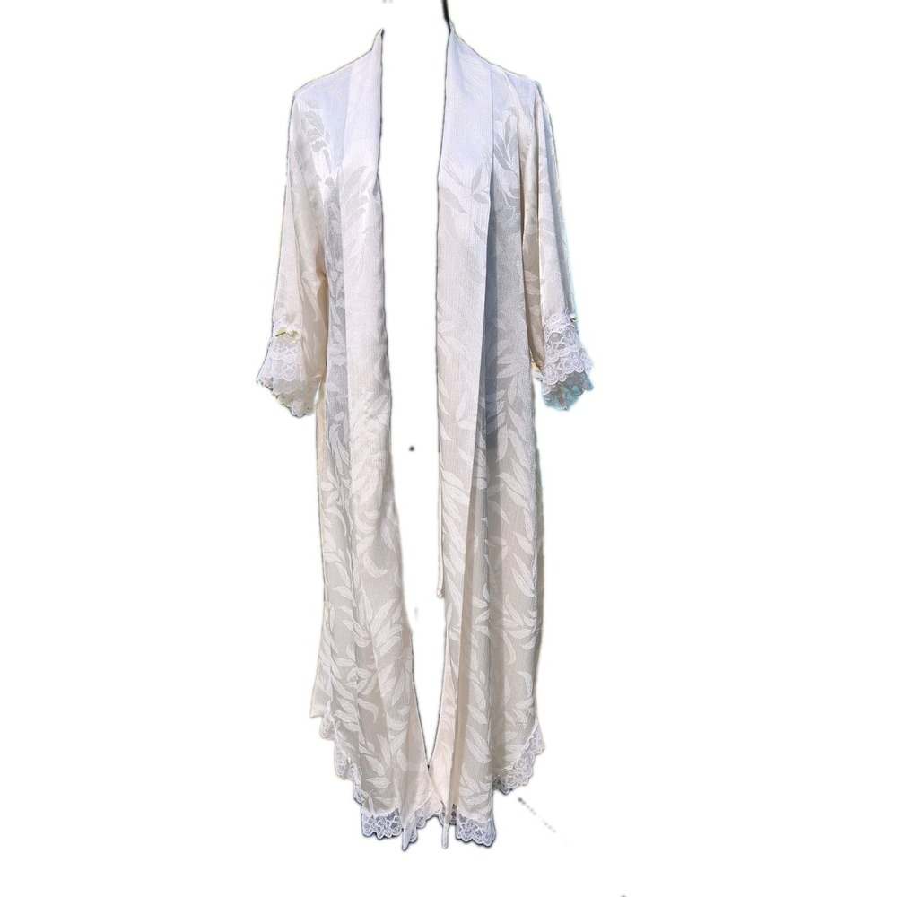 Vtg 1960s Christian Dior Cream Long ROBE Ivory Bridal Hollywood SAKS 5th Small - Picture 3 of 14